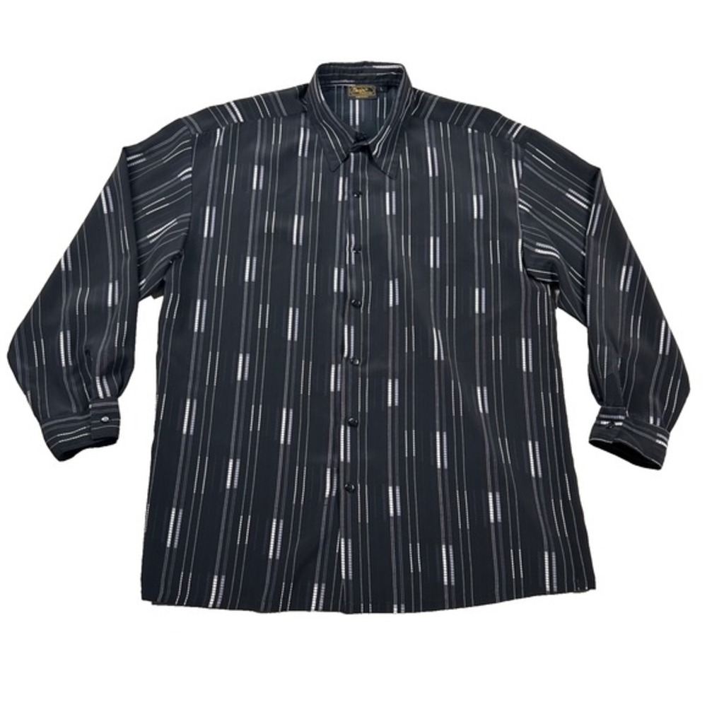 Vintage Monzini Collection Shirt Mens L Button Up Striped Geometric USA 90s Club